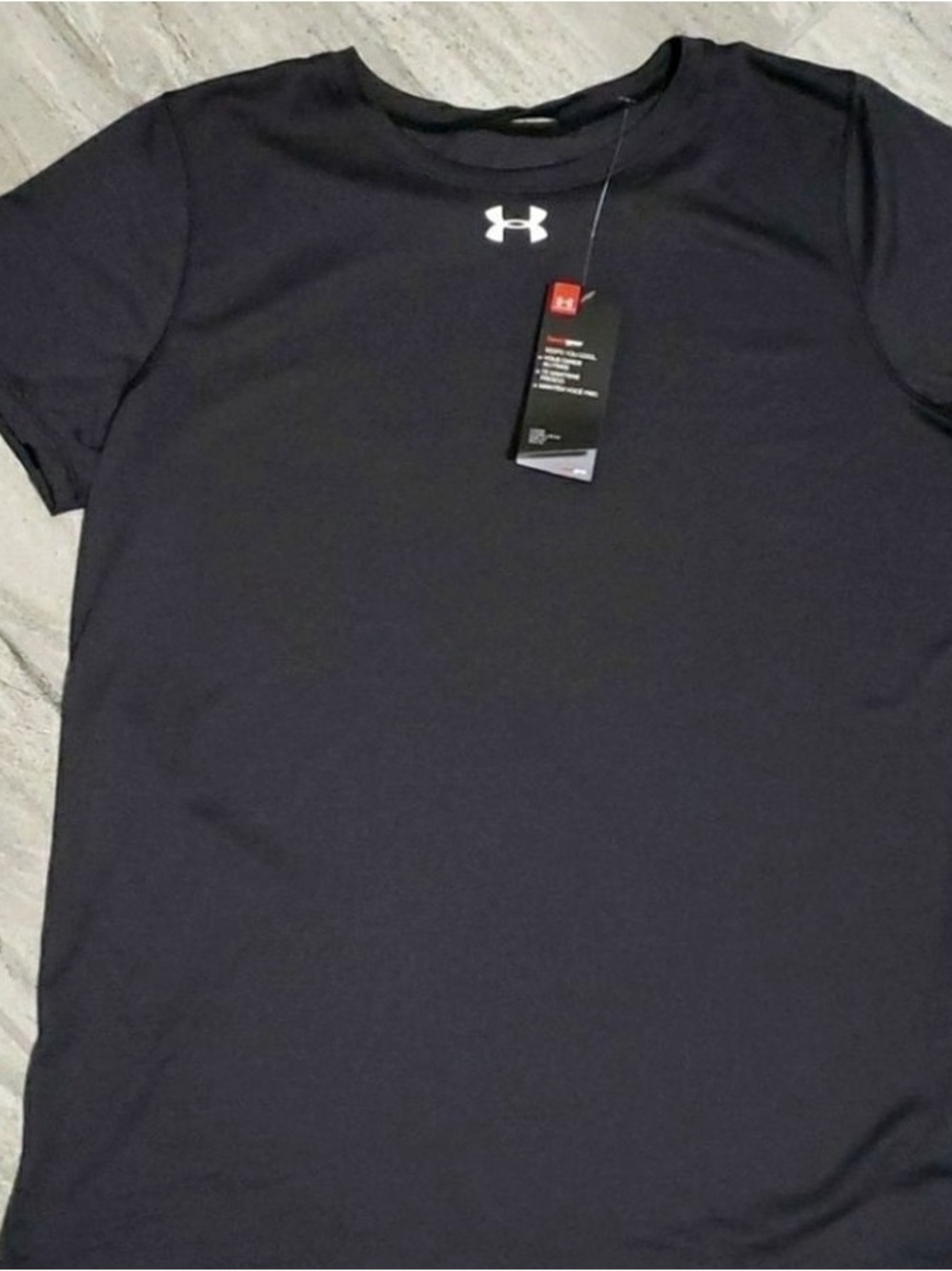 Under Armour Black Short-Sleeve Crew Neck Tee with White Logo